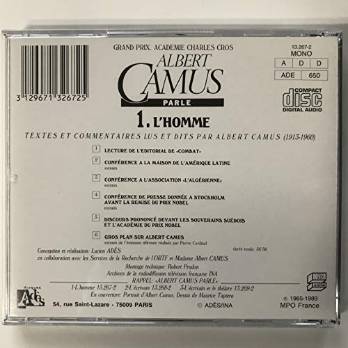 Albert Camus Vol. 1 - L'Homme [CD] Albert Camus