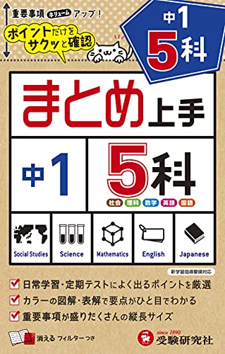 中学 まとめ上手 5科 1年: ポイントだけをサクッと復習 (受験研究社) [単行本] 受験研究社